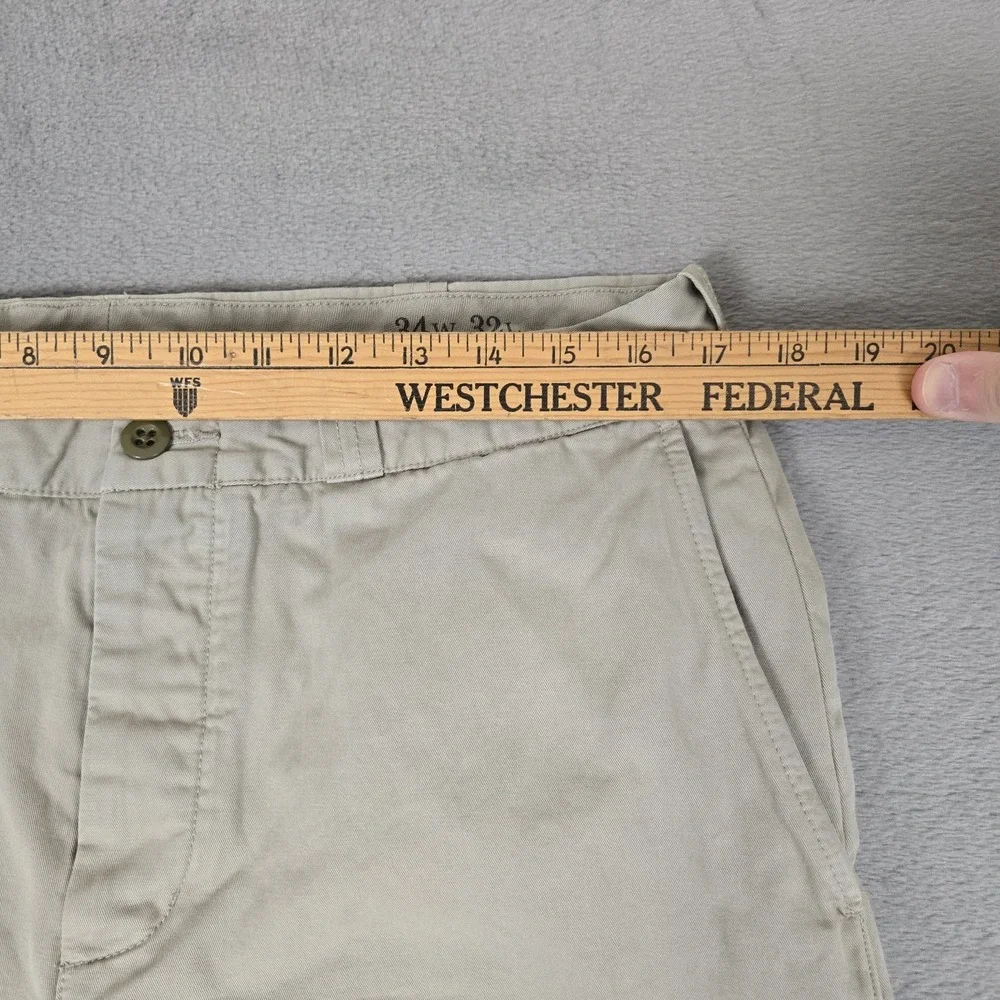 Wallace & Barnes Pants Mens 34x32 Green Tessuti di Sondrio Chino Button Fly